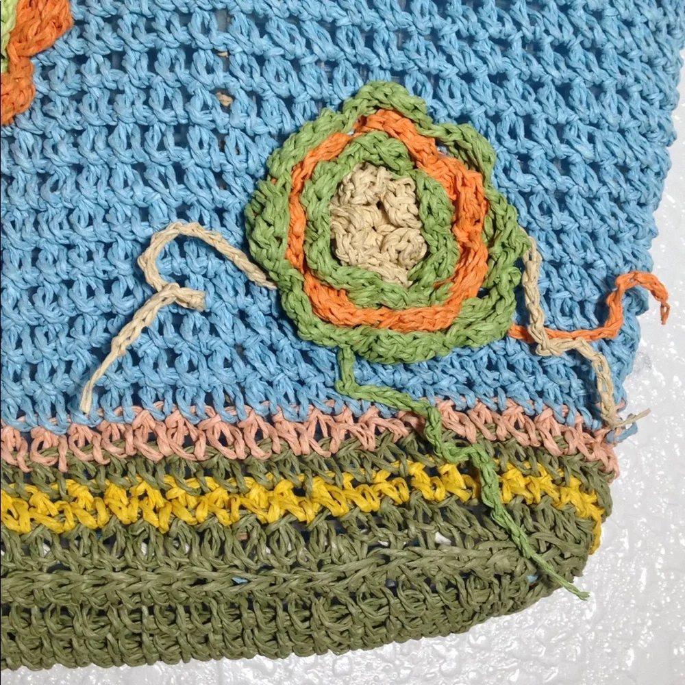 FINAL MARKDOWN Ladies' Lined Crocheted Plastic & Wood tote bag